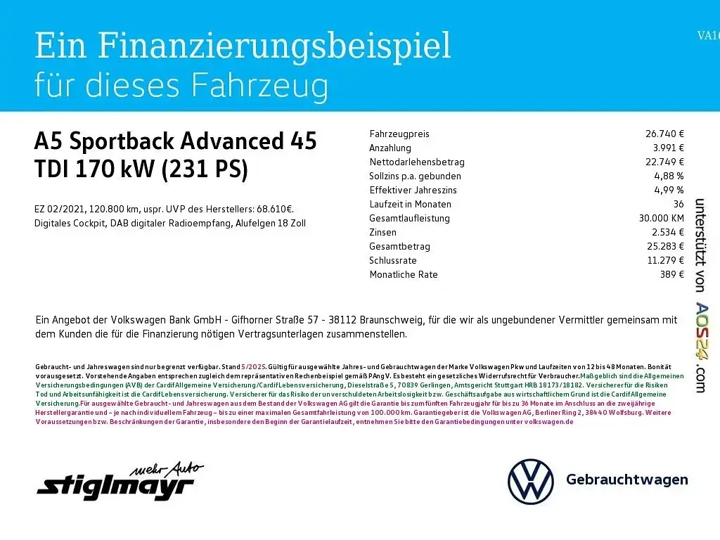 Używany Audi A5 Sportback Advanced Plus 231 KM (169 kW) 2021 Zielony Hatchback