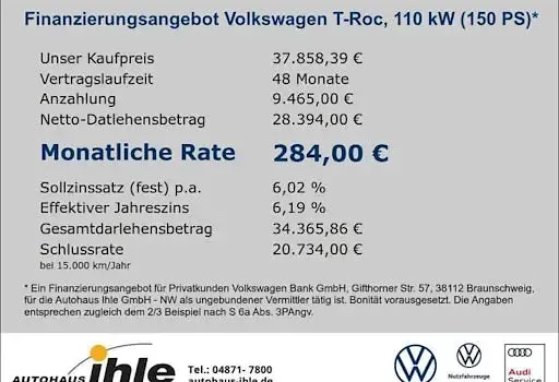 Neu VW T-Roc 150 PS (110 kW) 2026 Weiß SUV