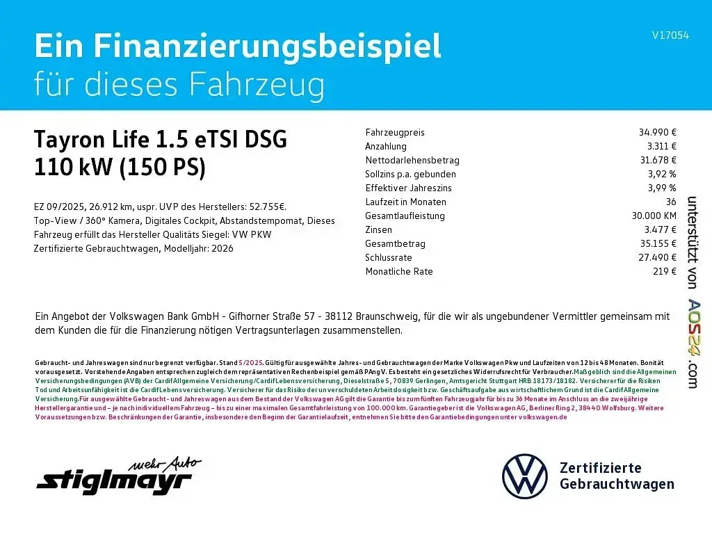 Usata VW Tayron Life 150 CV (110 kW) 2025 Nero SUV