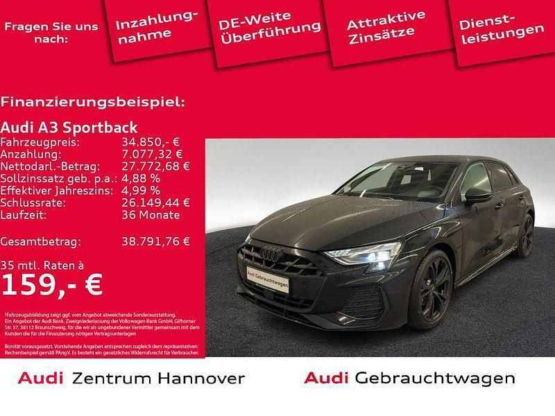 0e mythosschwarz metallic (metallic) Gebraucht 2024 Audi A3 S-Line Limousine | 34.850 € (Fairer Preis) - Bild 1/4