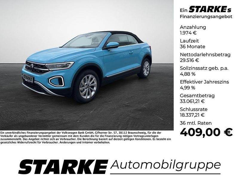 Blau (teal blue) Neu 2025 VW T-Roc Cabriolet Style Cabrio | 31.490 € (Superpreis) - Bild 1/4