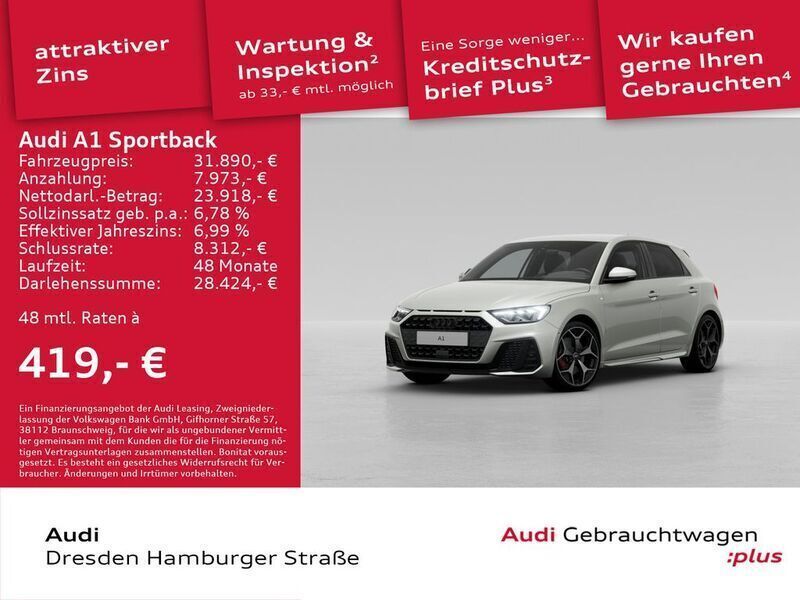 Tausilber metallic Gebraucht 2024 Audi A1 Sportback S-Line Kleinwagen | 31.890 € (Etwas zu teuer) - Bild 1/3