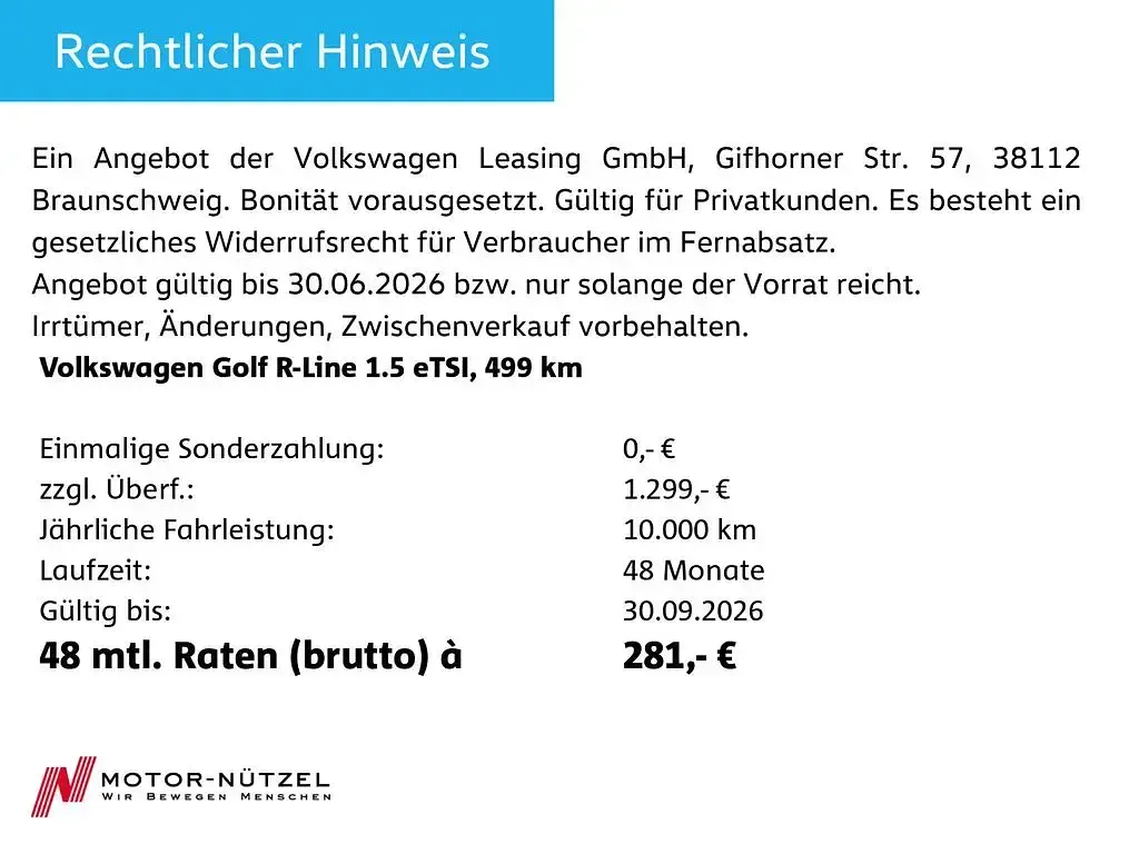 Neu VW Golf VIII R-line 150 PS (110 kW) 2026 Grau Limousine