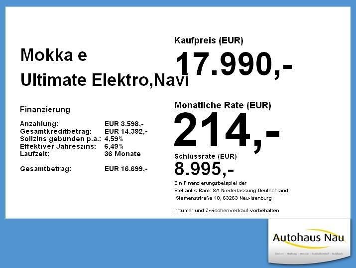 Gebraucht Opel Mokka-e Ultimate 100 kW (136 PS) 2021 Jade weiss/arktis weiss SUV