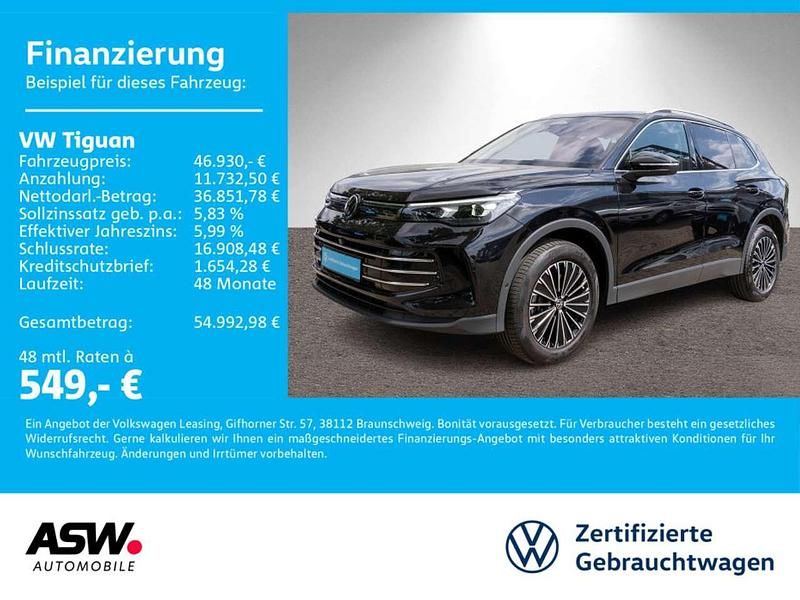 Deep black perleffekt (metallic) Gebraucht 2024 VW Tiguan Elegance SUV | 46.930 € (Guter Preis) - Bild 1/4