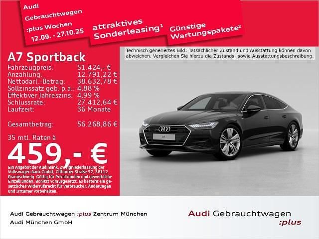 Mythosschwarz metallic Gebraucht 2022 Audi A7 Sportback Ambiente Kleinwagen | 51.424 € (Fairer Preis) - Bild 1/2