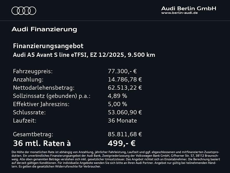 Gebraucht Audi A5 Ambiente 367 PS (269 kW) 2025 Gletscherweiß metallic Kombi