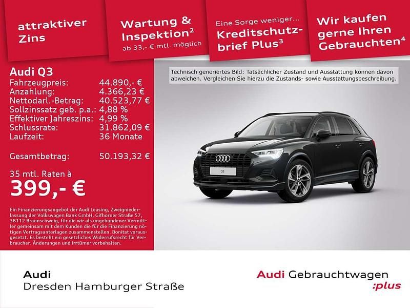 Mythosschwarz metallic Gebraucht 2025 Audi Q3 Advanced SUV | 44.890 € (Teuer) - Bild 1/3
