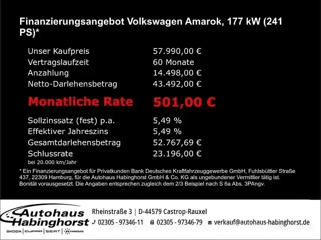 Neu VW Amarok PanAmericana 241 PS (177 kW) 2026 Schwarz Pickup