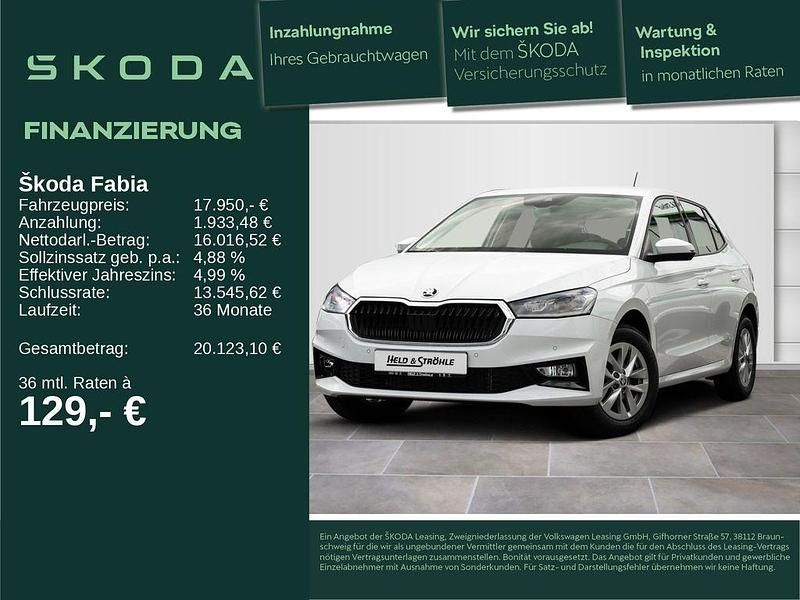 Weiß Gebraucht 2024 Skoda Fabia Selection Kleinwagen | 17.850 € (Guter Preis) - Bild 1/4