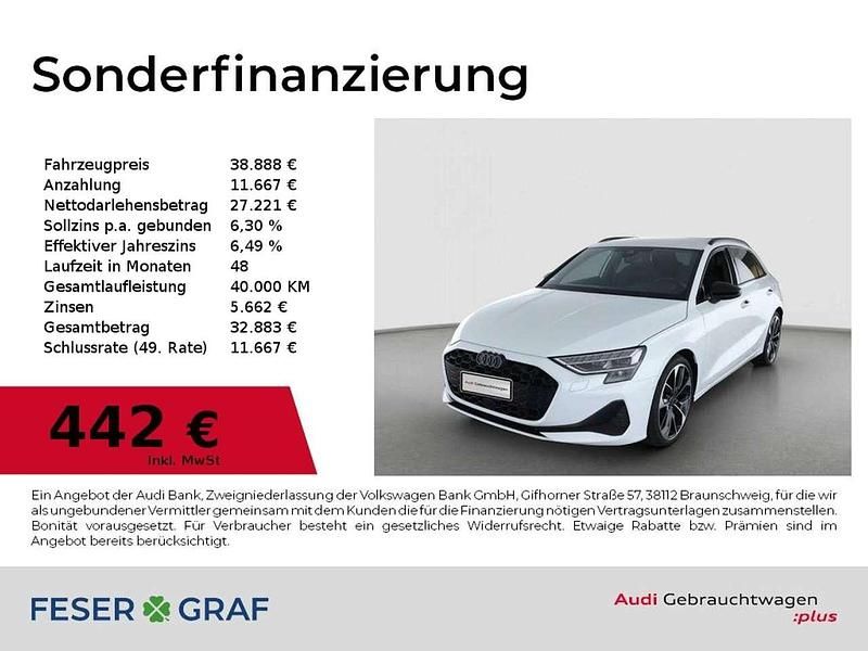 Gletscherweiß metallic Gebraucht 2024 Audi A3 Advanced Plus Limousine | 38.888 € (Fairer Preis) - Bild 1/2