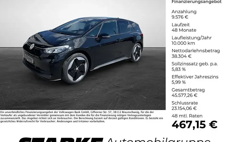 Neu VW ID.3 Pro 169 kW (231 PS) 2026 Schwarz (grenadillschwarz metallic) Kleinwagen