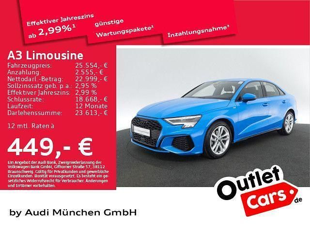 Turboblau Gebraucht 2022 Audi A3 S-Line Limousine | 25.554 € (Fairer Preis) - Bild 1/1