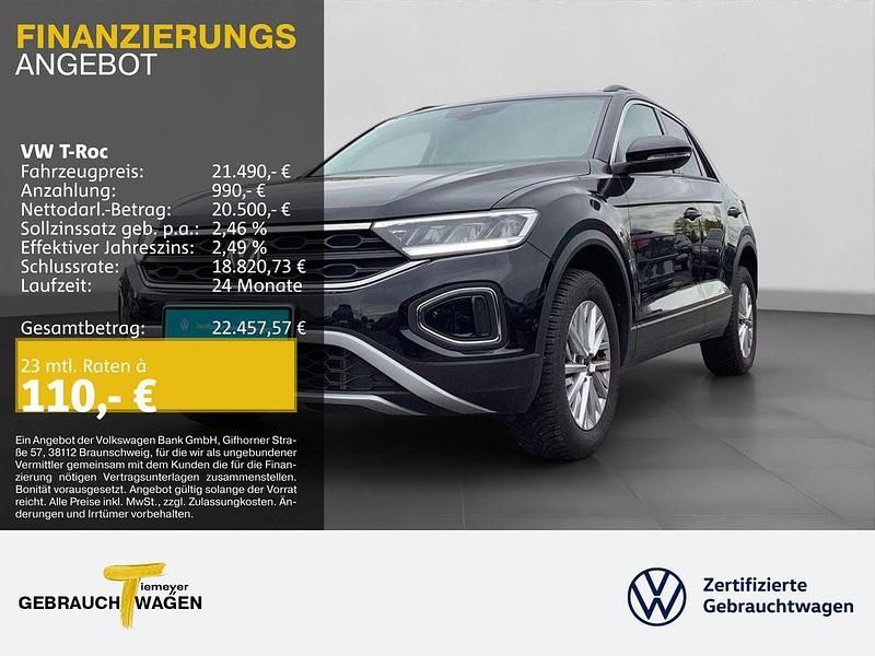 Schwarz Gebraucht 2024 VW T-Roc Life SUV | 21.220 € (Guter Preis) - Bild 1/4