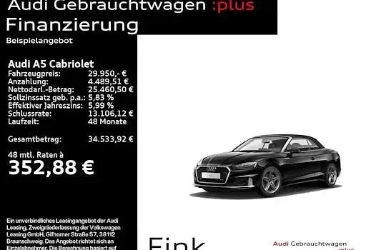 Gebraucht Audi A5 Cabriolet Advanced Plus 204 PS (150 kW) 2022 Schwarz Cabrio