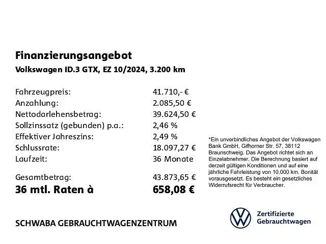 Gebraucht VW ID.3 GTX 239 kW (326 PS) 2024 Mondsteingrau Kleinwagen