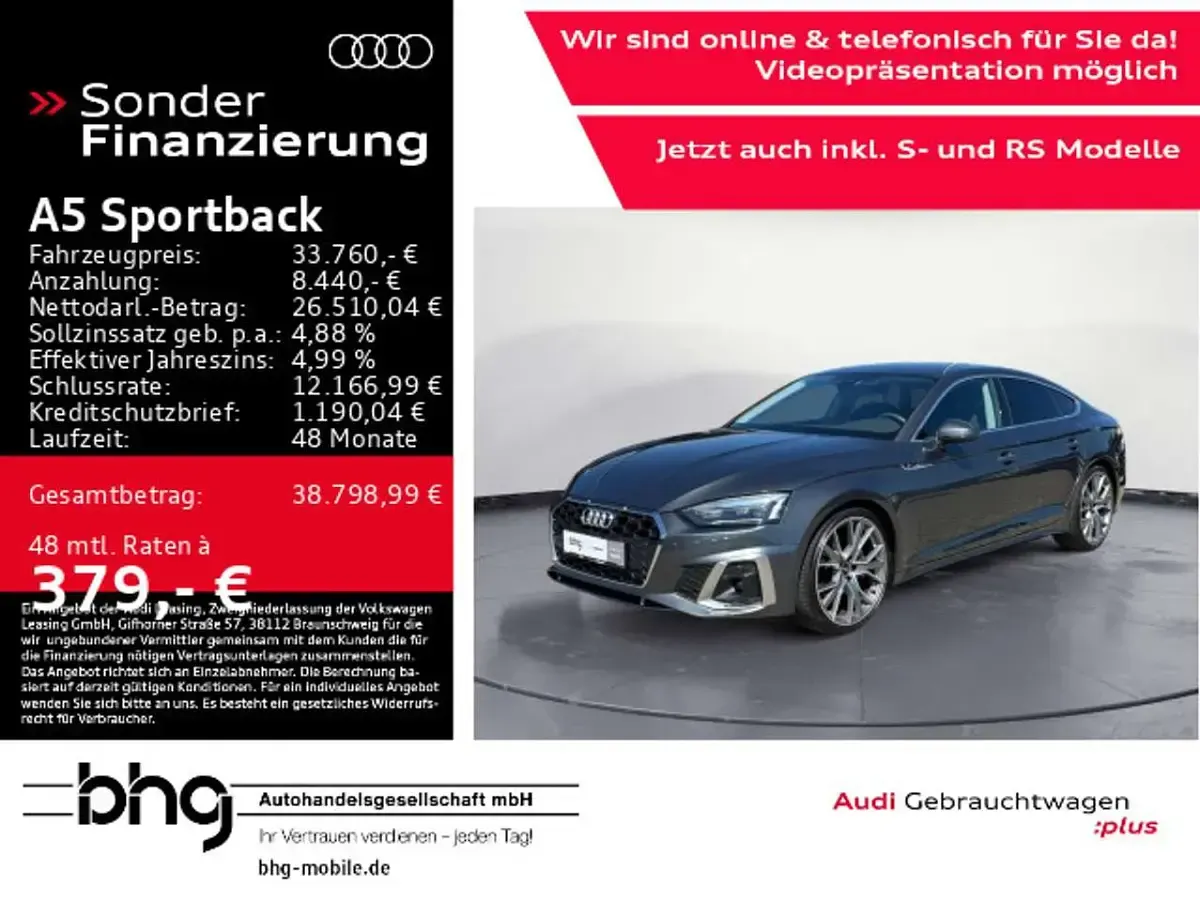 Gebraucht Audi A5 S-Line 204 PS (150 kW) 2023 Daytonagrau perleffekt Coupé