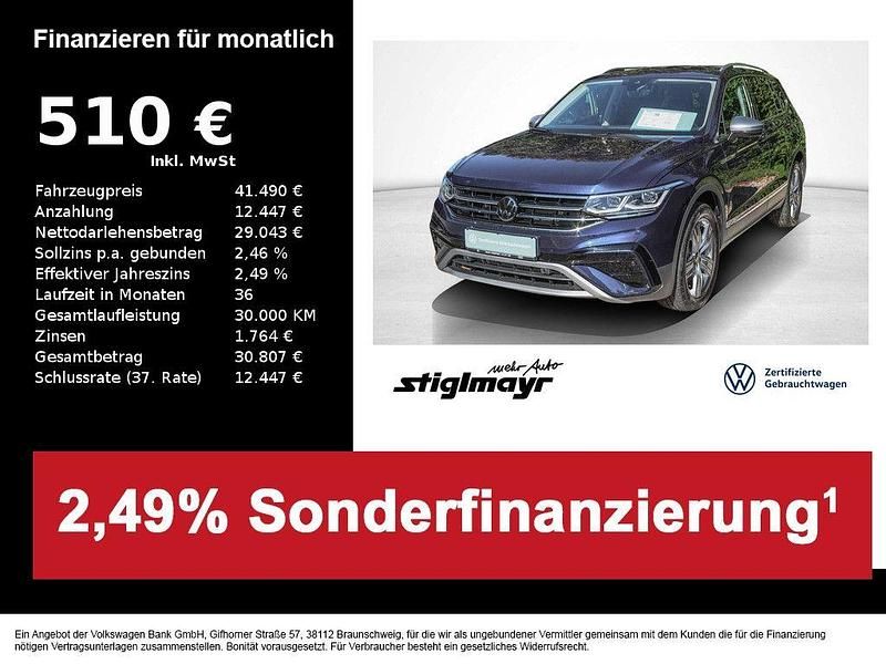 Atlantic blue metallic Gebraucht 2024 VW Tiguan Allspace Elegance SUV | 41.490 € (Fairer Preis) - Bild 1/4