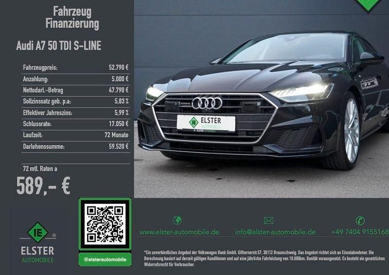 Mythosschwarz metallic Gebraucht 2023 Audi A7 S-Line Limousine | 52.570 € (Fairer Preis) - Bild 1/4