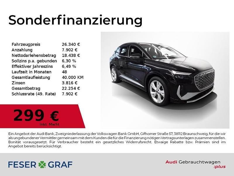 Mythosschwarz metallic Gebraucht 2022 Audi Q4 e-tron S-Line SUV | 26.340 € (Guter Preis) - Bild 1/2
