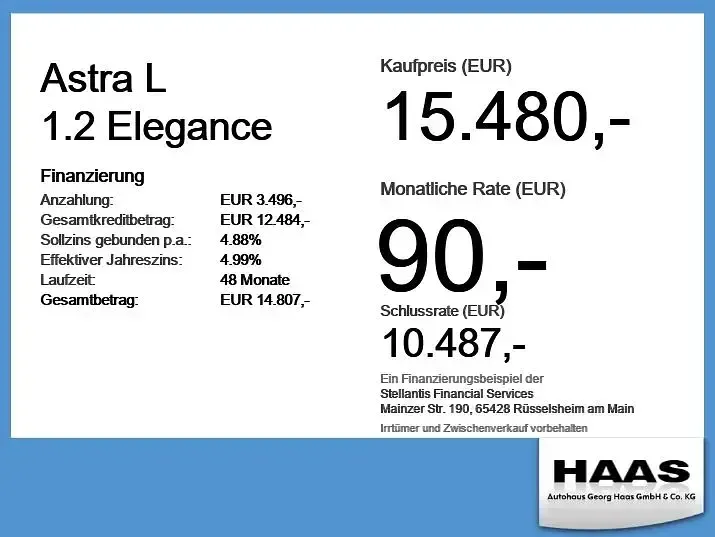 Gebraucht Opel Astra Elegance 110 PS (80 kW) 2023 Lackierung peperoncino red/typ verkleidu (metallic) Limousine