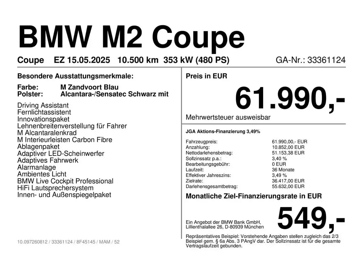 Gebraucht BMW M2 Sport Line 480 PS (353 kW) 2025 M zandvoort blau Coupé