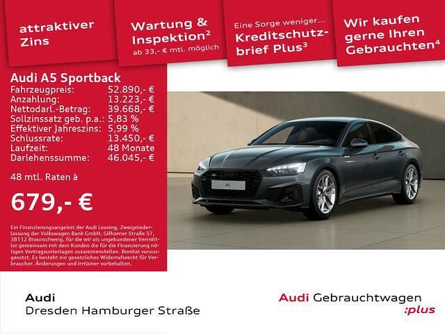 Grau Gebraucht 2024 Audi A5 Sportback S-Line Kleinwagen | 52.890 € - Bild 1/2
