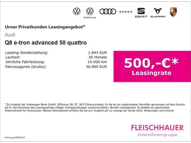 Gebraucht Audi Q8 Sportback e-tron Advanced Plus 250 kW (340 PS) 2024 Mythosschwarz metallic SUV