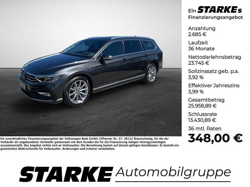Aquamarinblau metallic (metallic) Gebraucht 2021 VW Passat Elegance+ Kombi | 26.430 € (Fairer Preis) - Bild 1/4
