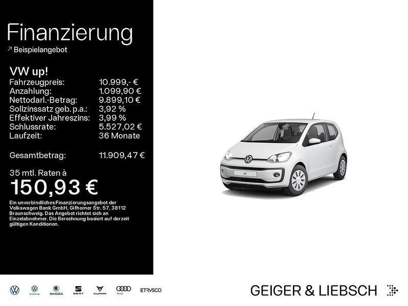 Weiß Gebraucht 2021 VW up! move up! Kleinwagen | 10.999 € (Fairer Preis) - Bild 1/4