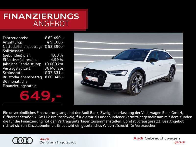 Gletscherweiß metallic Gebraucht 2024 Audi A6 Allroad Ambiente Kombi | 62.490 € (Teuer) - Bild 1/3