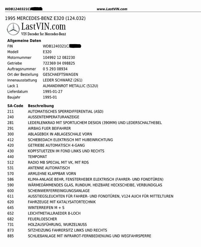 Second-hand Mercedes E320 220 CP (161 kW) 1995 Roșu Berlinǎ