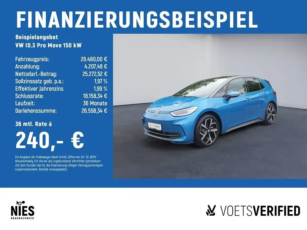 Gebraucht VW ID.3 Pro 150 kW (204 PS) 2024 Blau Kleinwagen
