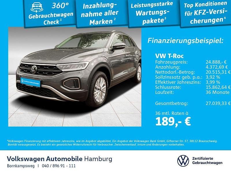 X3 indiumgrau metallic Gebraucht 2024 VW T-Roc Life SUV | 24.888 € (Fairer Preis) - Bild 1/3