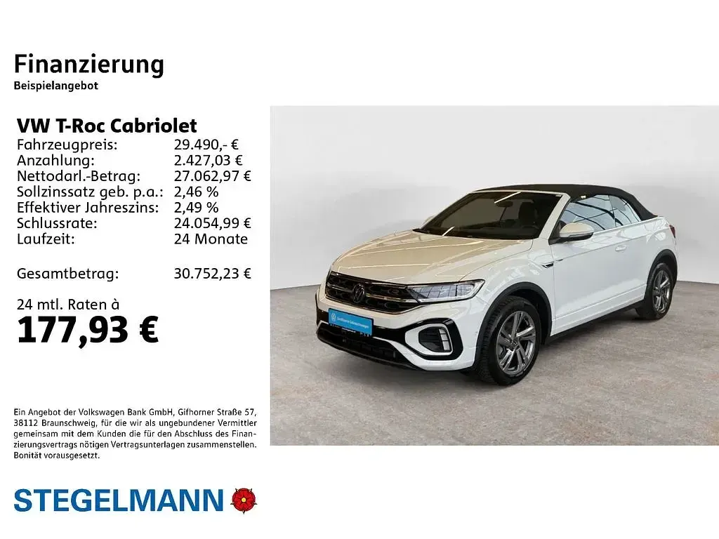 Gebraucht VW T-Roc Cabriolet R-line 150 PS (110 kW) 2025 Weiß Cabrio