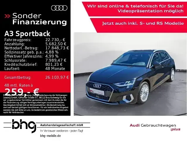 Gebraucht Audi A3 Advanced 116 PS (85 kW) 2022 Schwarz Limousine