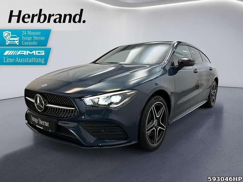 Denimblau metallic Gebraucht 2022 Mercedes CLA250e AMG line Limousine | 27.990 € (Superpreis) - Bild 1/4