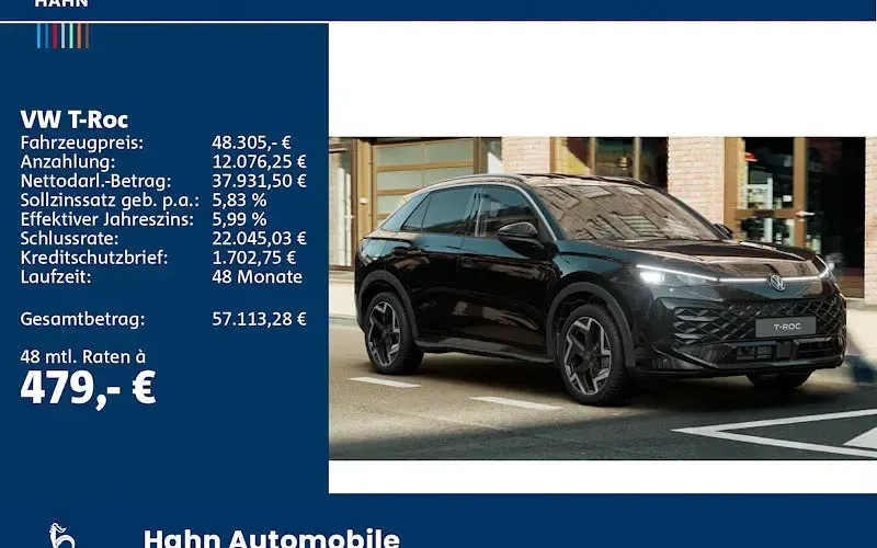 Gebraucht VW T-Roc R-line 150 PS (110 kW) 2026 Schwarz SUV