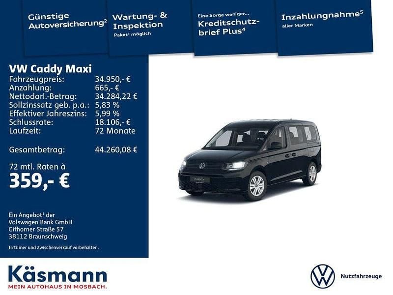 Schwarz Neu 2025 VW Caddy Maxi Van / Kleinbus | 34.950 € (Superpreis) - Bild 1/4