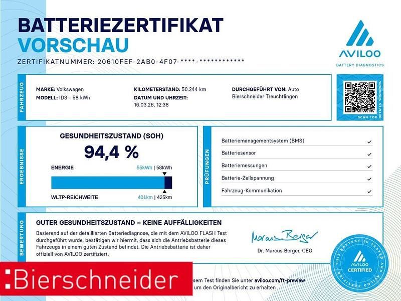 Gebraucht VW ID.3 Pro 150 kW (204 PS) 2021 Weiss Kleinwagen