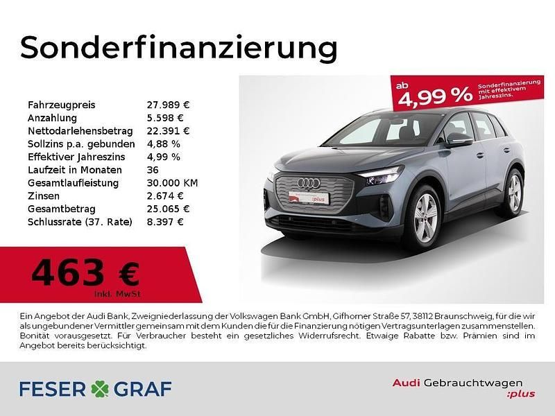 Geysirblau metallic Gebraucht 2022 Audi Q4 e-tron Comfort SUV | 27.989 € (Guter Preis) - Bild 1/4