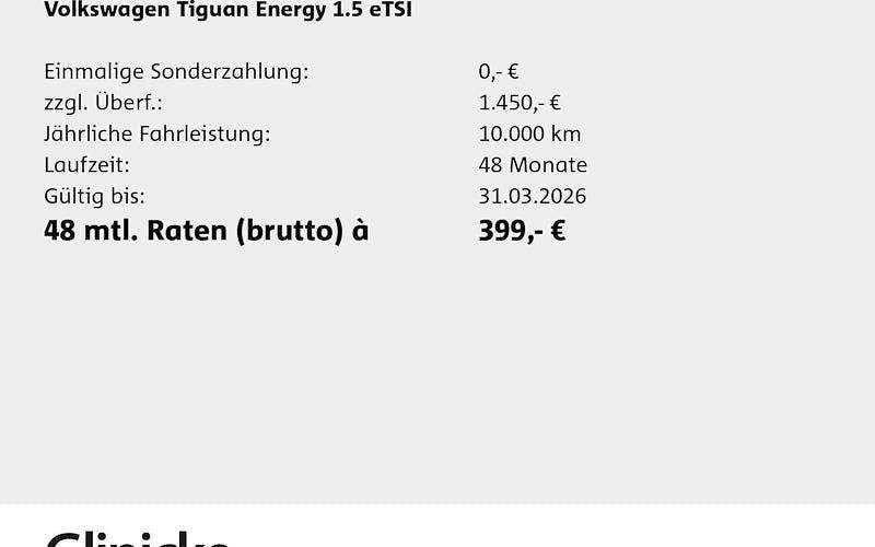 Neu VW Tiguan 131 PS (96 kW) 2025 Schwarz SUV