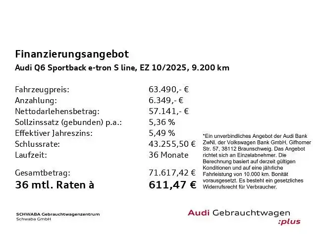 Gebraucht Audi Q6 Sportback e-tron Performance 225 kW (306 PS) 2025 Rot SUV