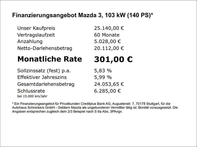 Neu Mazda 3 Homura-Line 140 PS (102 kW) 2025 Beige Limousine