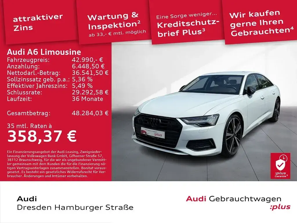 Gebraucht Audi A6 S-Line 340 PS (250 kW) 2022 Weiß Limousine