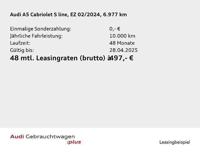 Gebraucht Audi A5 Cabriolet S-Line 204 PS (150 kW) 2024 Chronosgrau metallic Cabrio