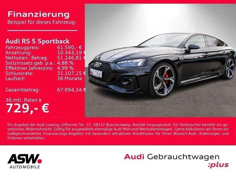Mythosschwarz metallic Gebraucht 2021 Audi RS5 Sportback Ambiente Limousine | 61.590 € (Fairer Preis) - Bild 1/4