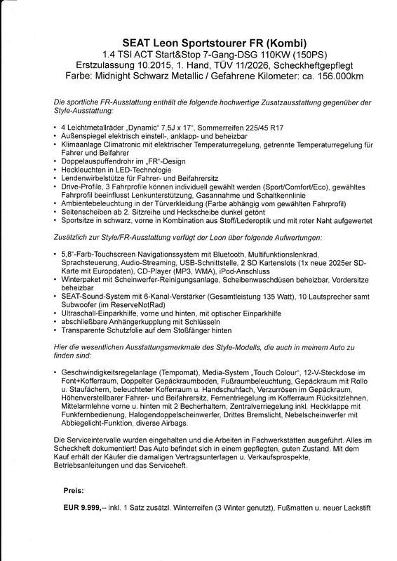 Gebraucht Seat Leon FR 150 PS (110 kW) 2015 Schwarz Kombi