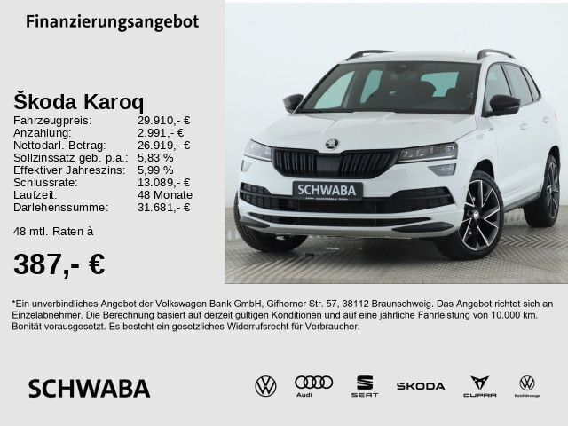 Moonweiß perleffekt Gebraucht 2022 Skoda Karoq SportLine SUV | 33.890 € (Etwas zu teuer) - Bild 1/4