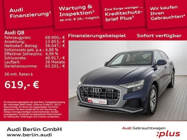 Navarrablau metallic Gebraucht 2022 Audi Q8 Ambiente SUV | 69.900 € (Fairer Preis) - Bild 1/4